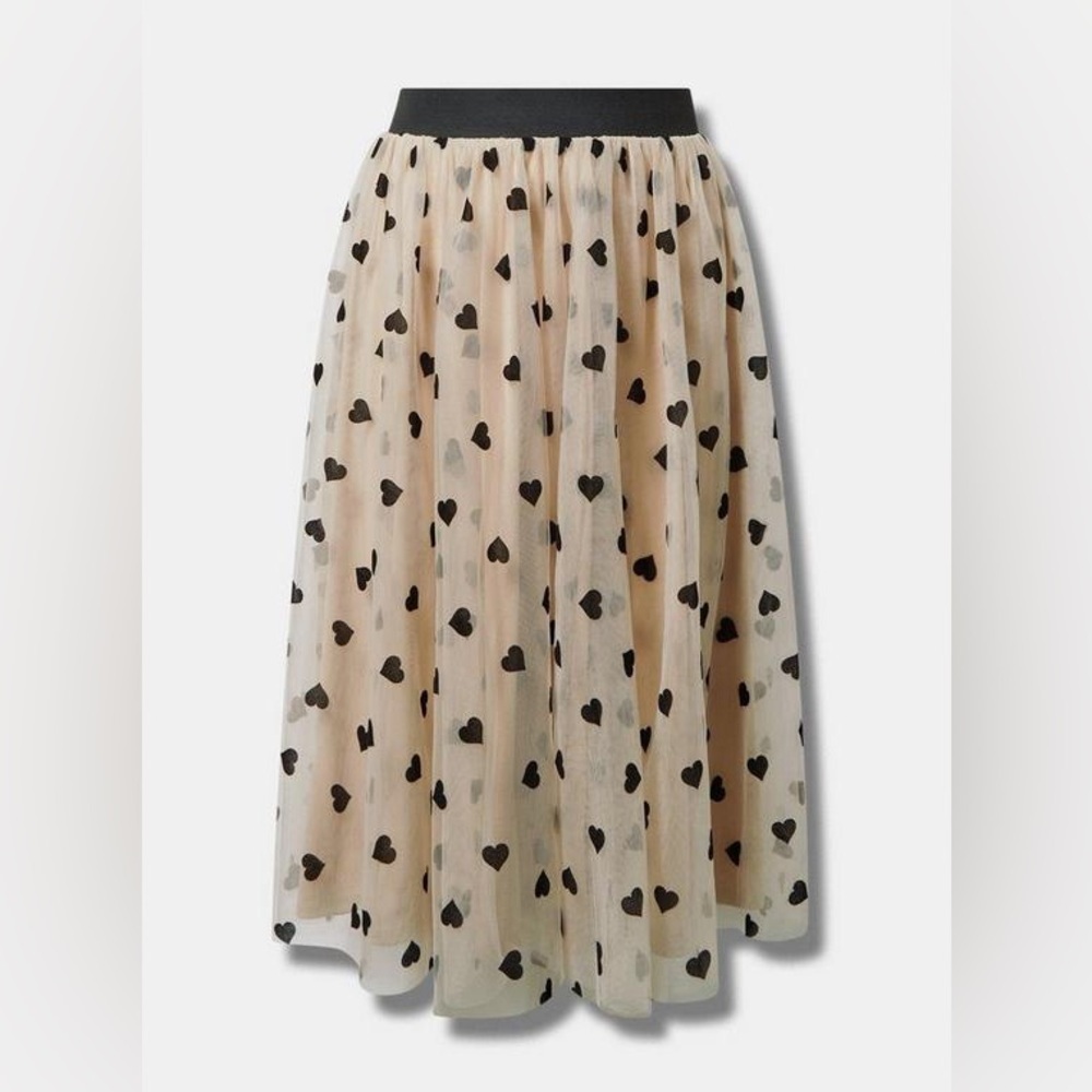 Torrid A-line Tea Length Tulle Skirt Size 2x Heart Print - Picture 4 of 15